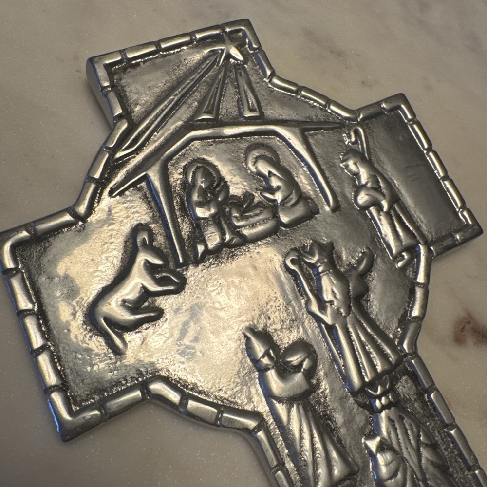 Brinson & Collins Pewter Cross 8" Vintage Wall Decor P444 NATIVITY Vintage